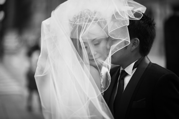 Wedding Veil Kiss Photo