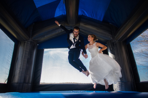 Bouncy House Wedding Photo