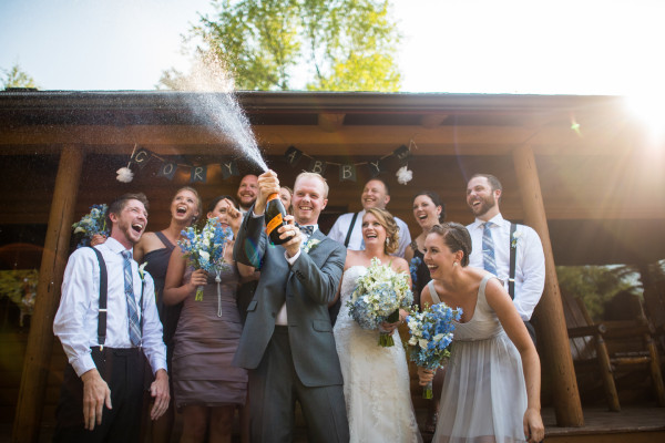 Champagne Pop Wedding Photo