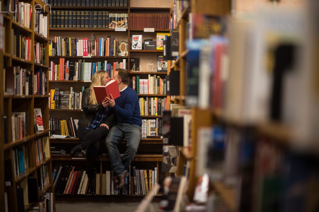 lumen, photography, mager and quinn engagement photos, minneapolis, uptown, minnesota, adventurous, book store, chino latino,