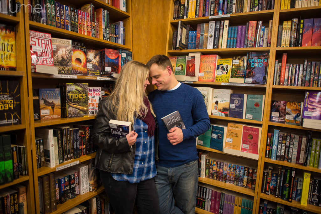 lumen, photography, mager and quinn engagement photos, minneapolis, uptown, minnesota, adventurous, book store, chino latino,