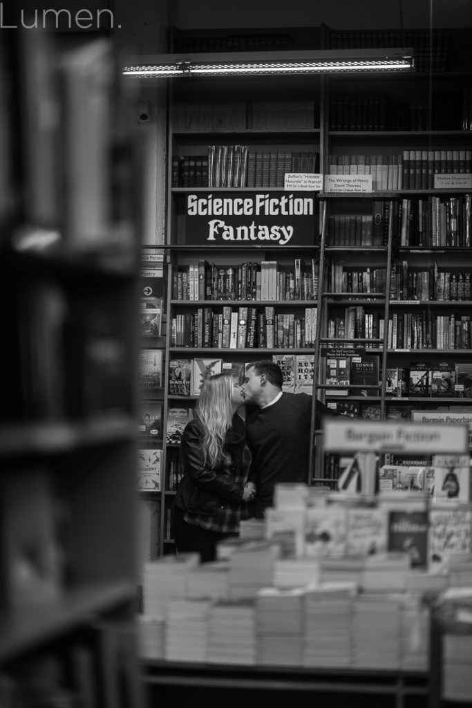 lumen, photography, mager and quinn engagement photos, minneapolis, uptown, minnesota, adventurous, book store, chino latino,