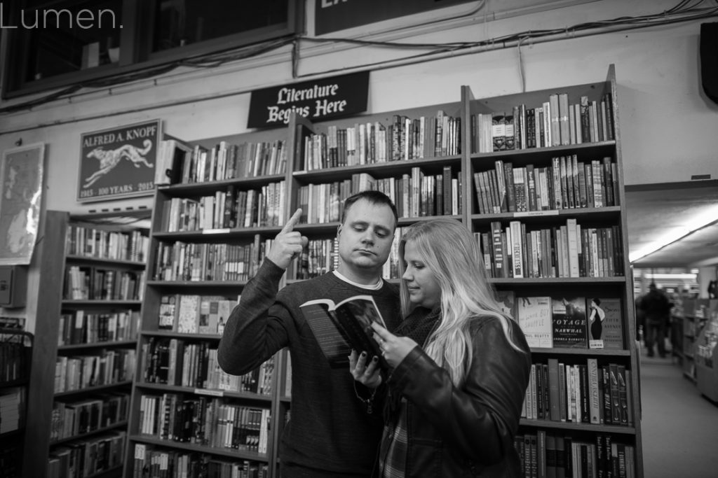 lumen, photography, mager and quinn engagement photos, minneapolis, uptown, minnesota, adventurous, book store, chino latino,