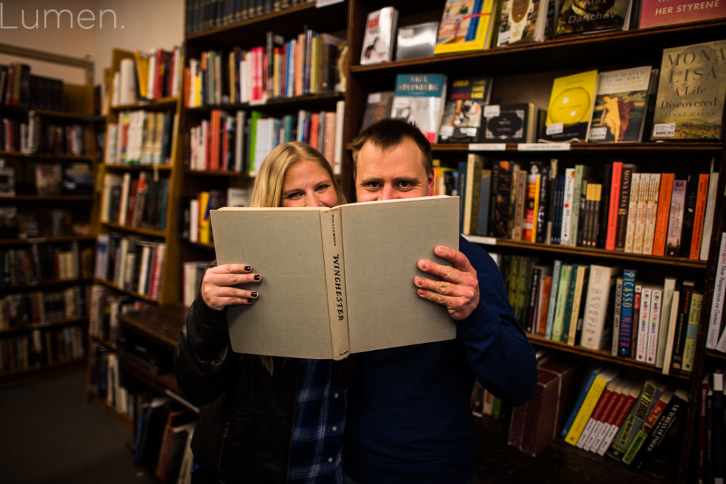 lumen, photography, mager and quinn engagement photos, minneapolis, uptown, minnesota, adventurous, book store, chino latino,